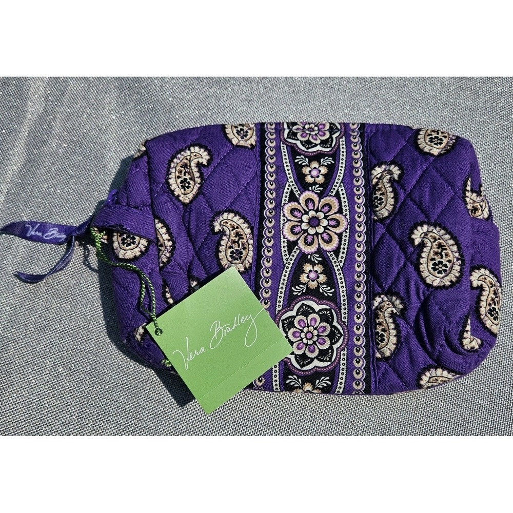 NWT VERA BRADLEY SIMPLY VIOLET‎ LINED MEDIUM MAKEUP BAG-RETIRED SPRING 2011